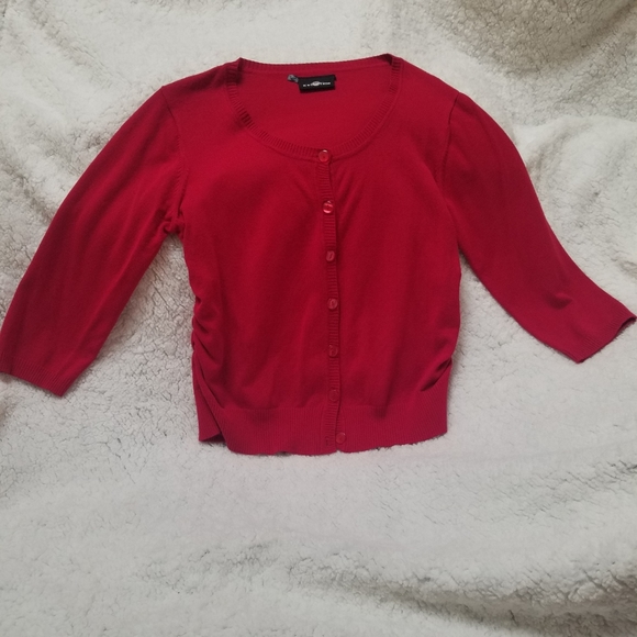 It's Our Time Sweaters - It's Our Time Red Cardigan, 3/4 Sleeve, EUC